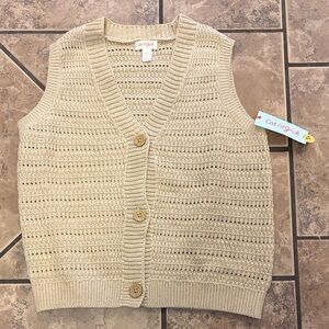 Cat & Jack Tan Knit Button Vest